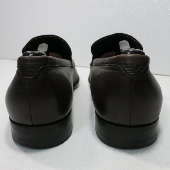 Emporio Armani Leather Dress Strap Loafers Footwear Men\'s Shoes Italy Sz 8